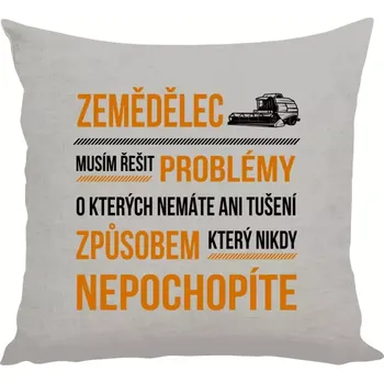 Polštář Polštář lněný 40x40 cm Musím řešit problémy - zemědělec