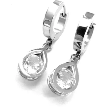 Náušnice Steel Jewelry Náušnice slzy bílé z chirurgické oceli NS150311 dárkové balení zdarma