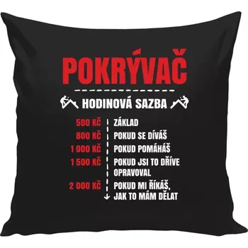 Polštář Polštář černý 40x40 cm Hodinová sazba - pokrývač