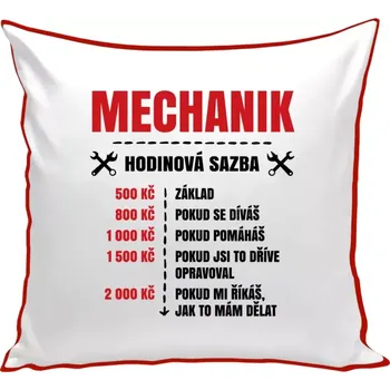 Polštář Polštář barevný 32x32 cm Hodinová sazba - mechanik