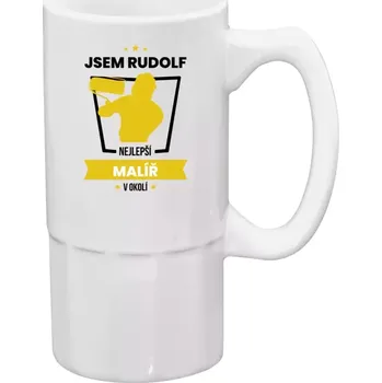 Sklenice Půllitr bílý vysoký Nejlepší v okolí - malíř