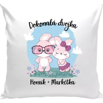 Polštář Polštář pro páry - Dokonalá dvojka - bílá 40 × 40 cm