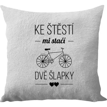 Polštář Polštář bílý 40x40 cm - dlouhý chlup Ke štěstí mi stačí dvě šlapky