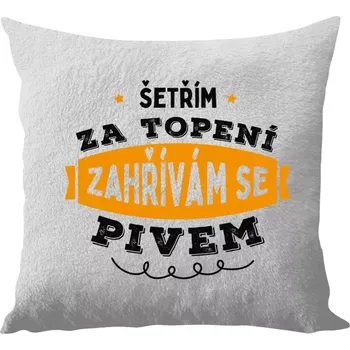 Polštář Polštář bílý 40x40 cm - dlouhý chlup Zahřívám se pivem