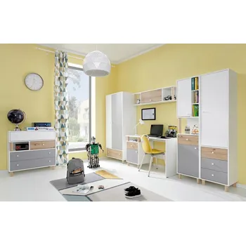 Dětský zahradní nábytek Meblar Dětský pokoj Faro C, bílý lux/dub artisan/šedá