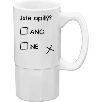 Sklenice Půllitr bílý vysoký Jste opilý? Ano x ne