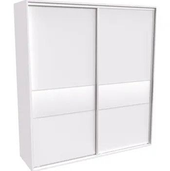 Šatní skříň Šatní skříň FLEXI 2 s dělenými dveřmi Lacobel Dekor: Bílá, Šířka: 220 cm, Výška: 220 cm