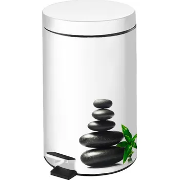 Odpadkový koš BISK Erga Niagara, odpadkový koš 3l s pedálem, bílá-vzor Zen, ERG-05950