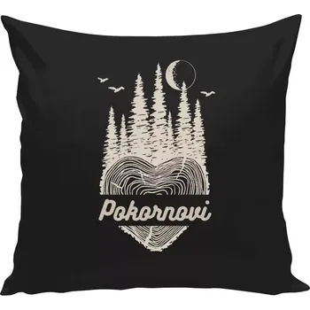 Polštář Polštář černý 40x40 cm Srdce pařez