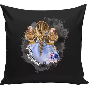 Polštář Polštář černý 40x40 cm Jsem máma - dvě holky