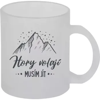 Hrnek 330 ml - skleněný matný Hory volají, musím jít