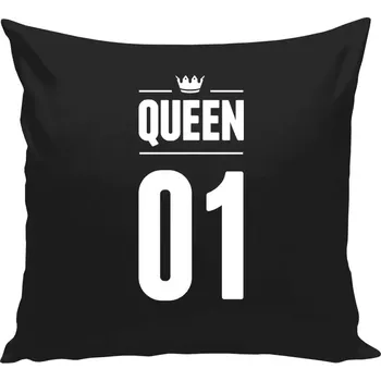 Polštář Polštář černý 40x40 cm Queen s vlastním číslem
