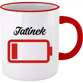 Hrnek pro tatínka - Tatínek - baterie - červený lem a ucho 330 ml