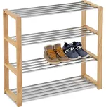 Autronic Botník, 4 kovové chromované police, masiv kaučukovník, přírodní odstín a lak - 83168-14 NAT