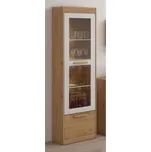 Vitrína GATTON 1D vysoká, dub artisan/bílý lesk, 5 let záruka + vyzvednutí ZDARMA