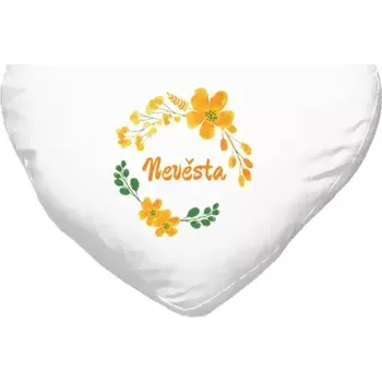 Polštář Polštář srdce 40x35 cm Nevěsta - žluté květiny