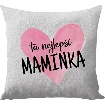 Polštář Polštář bílý 40x40 cm - dlouhý chlup Ta nejlepší maminka srdce