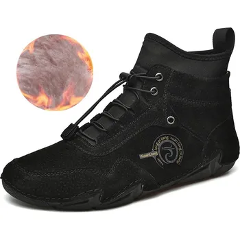 Pánská zimní obuv Zimné pánske topánky členkové a pohodlné so šnúrkou Barva: Černá, Velikost: 45