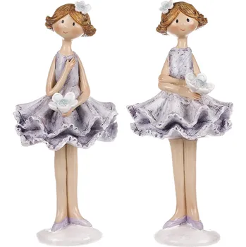Vánoční ozdoba Autronic Dívka v sukni, mix 2 druhů, světle fialová barva, polyresin SM377-LILA