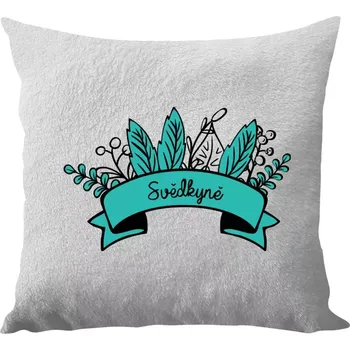 Polštář Polštář bílý 40x40 cm - dlouhý chlup Svědkyně - zelené lupeny