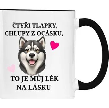 Dámské tričko Hrnek malý barevný s potiskem Malamut - Chlupy