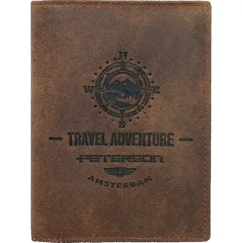 Peněženka Hnědá kožená peněženka Peterson N4 v originální krabičce + RFID