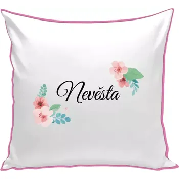 Polštář Polštář barevný 32x32 cm Nevěsta - růžovomodré květiny