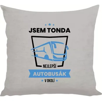 Polštář Polštář lněný 40x40 cm Nejlepší v okolí - autobusák