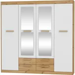 Skříň GATTON 4D4S, dub artisan/bílý lesk, 5 let záruka + vyzvednutí ZDARMA