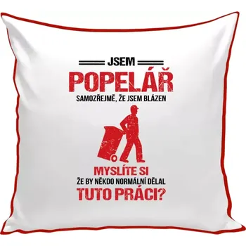Polštář Polštář barevný 32x32 cm Samozřejmě, že jsem blázen - popelář