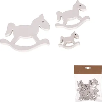 Vánoce Autronic Koník houpací dřevěný v bílé barvě. Cena za 1 sáček(18ks) OC3796