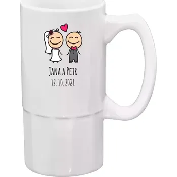 Sklenice Půllitr bílý vysoký Panáčci se jmény