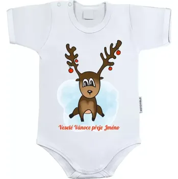 Kojenecký body Dětské body s krátkým rukávem Veselé Vánoce přeje - sobík