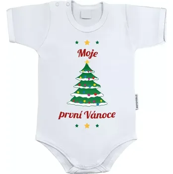 Kojenecký body Dětské body s krátkým rukávem Moje první Vánoce - stromeček s ozdobami