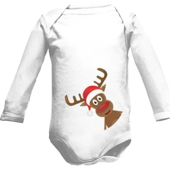 Kojenecký body Dětské body Long s potiskem Vánoční sob dětské