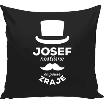 Polštář Polštář černý 40x40 cm Jméno nestárne, on pouze zraje