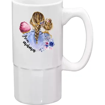 Sklenice Půllitr bílý vysoký Jsem máma - holčička a holka