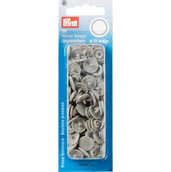 PRYM Plastové patentky "Color Snaps" kulaté, 12,4 mm, 30 ks, šedé