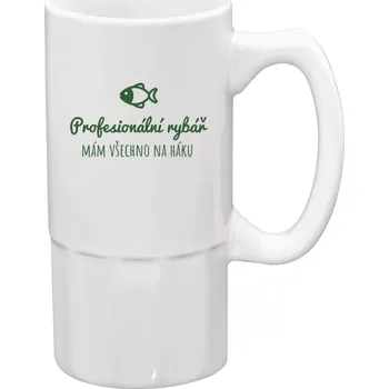 Sklenice Půllitr bílý vysoký Profesionální rybář