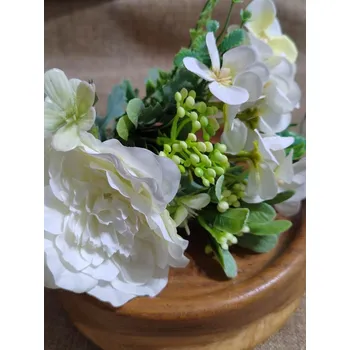 umělá květina Umělá kytice s malou pivoňkou bílá