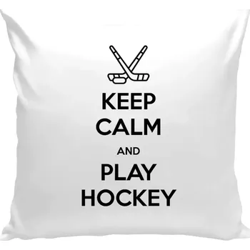 Polštář Polštář bílý 40x40 cm Keep calm and play hockey