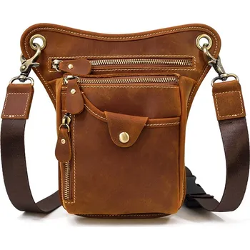 Ledvinka Vintage ledvinka se zipy kožená pásová taška retro Barva (Varianta): Světle hnědá
