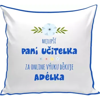 Polštář Polštář barevný 32x32 cm Nejlepší učitelka - online výuka - Jméno