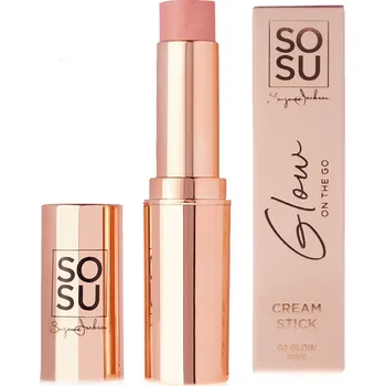 Přípravek na tvář SOSU Cosmetics Glow on the go tvářenka v tyčince se třpytkami Pink 7 g