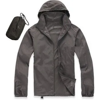 Pánská softshellová bunda Letní voděodolná bunda do tašky s kapucí Barva: Tmavě Šedá, Velikost: M