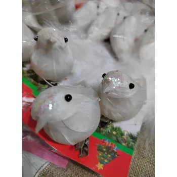 Vánoční dekorace Dekorace ptáček s klipem 2 ks bílá