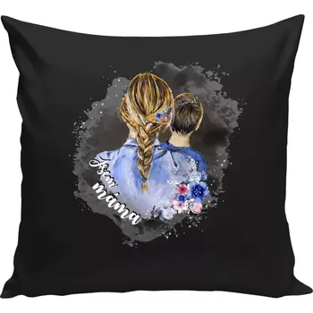 Polštář Polštář černý 40x40 cm Jsem máma - kluk