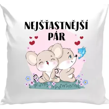 Polštář Polštář bílý 40x40 cm Nejšťastnější pár