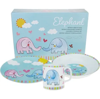 Dětská jídelní sada Sloni (Sada talířků a hrnečku pro děti)