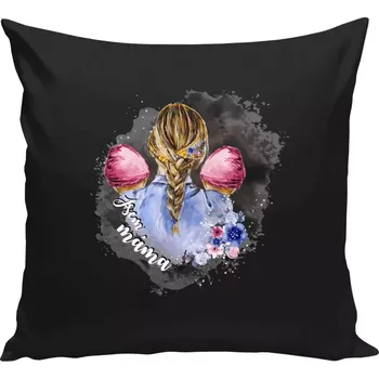 Polštář Polštář černý 40x40 cm Jsem máma - dvě holčičky